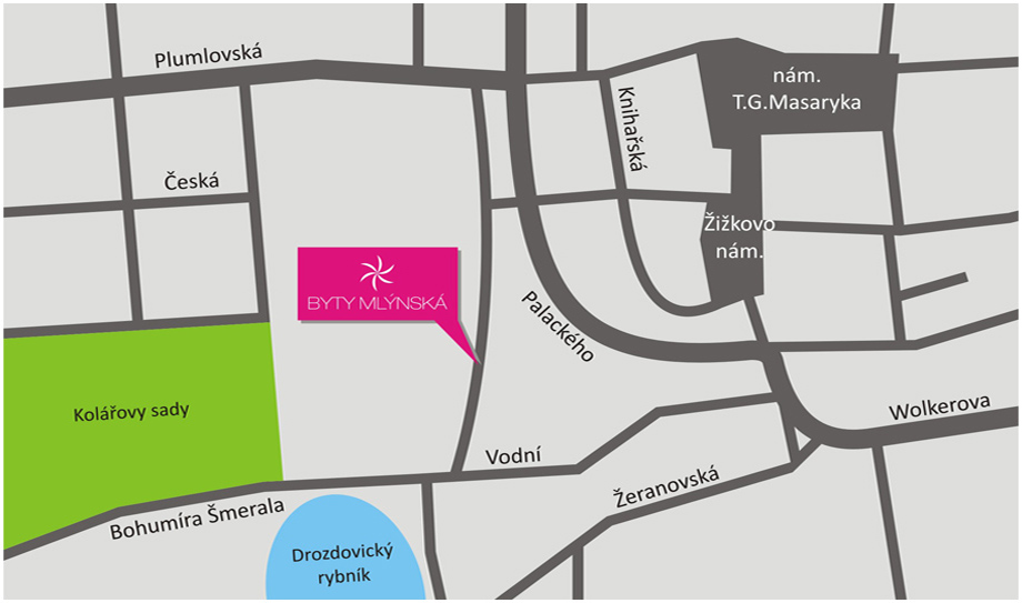 Mapa lokality, byty Prostějov
